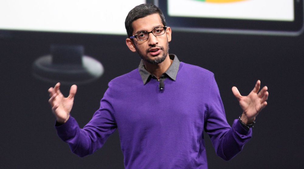 Sundar Pichai leder Android-virksomheten i Google. Han sier han ser fram til EU-kommisjonens granskning av konkurransesitusjonen knyttet til operativsystemet. Her er Pichai avbildet under Google utviklerkonferanse i 2013.