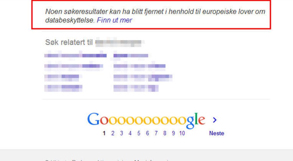 Det nye varselet man kan få i Google-søket når man søker etter personen, betyr ikke nødvendigvis at noe har blitt fjernet.