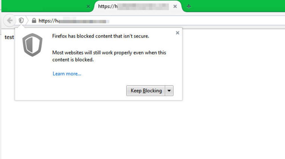 Firefox blokkerer aktivt, usikkert innhold på sikre websider og viser samtidig en advarsel i form av et skjoldikon i adressefeltet. Også andre nettlesere varsler brukerne om at slikt innhold finnes på siden og har blitt blokkert, men varslingsmåtene varierer.