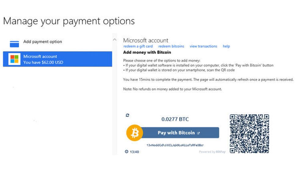 Microsoft har begynt å ta i godta bitcoin som betaling.