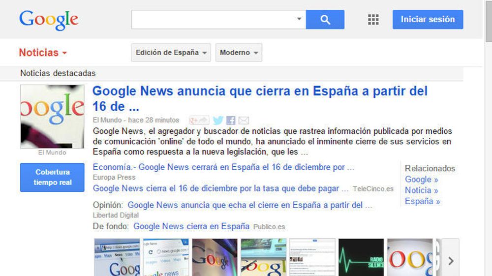 Ikke overraskende er det mange spanske aviser som i dag skriver om at Google News skal legges ned i Spania.