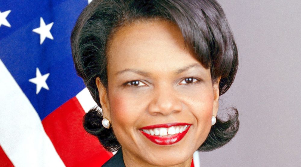 Condoleezza Rice fotografert i 2005 da hun ble amerikansk utenriksminister. Siden 2009 har hun vært vært tilknyttet Stanford University og tenketanken Hoover Institution. Hun har en rekke verv ved siden av, blant annet nå som styremedlem i Dropbox.