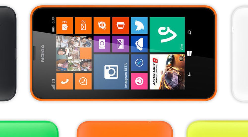 Nokia legger fortsatt stor vekst på å tilby selskapets Lumia-telefoner i klare farger. Dette er Lumia 630.