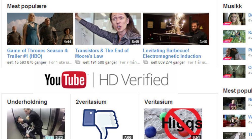 YouTube HD Verified er en klassifisering Internett-leverandører kan smykke seg med dersom de kan levere HD-innhold fra YouTube uten avbrudd i mer enn 90 prosent av tilfellene, i løpet av en løpende 30-dagers periode. Trolig vil mange leverandører måtte strekke seg betydelig lenger enn i dag for å oppnå dette, også med abonnementer som i teorien skulle levere mer enn nok båndbredde.