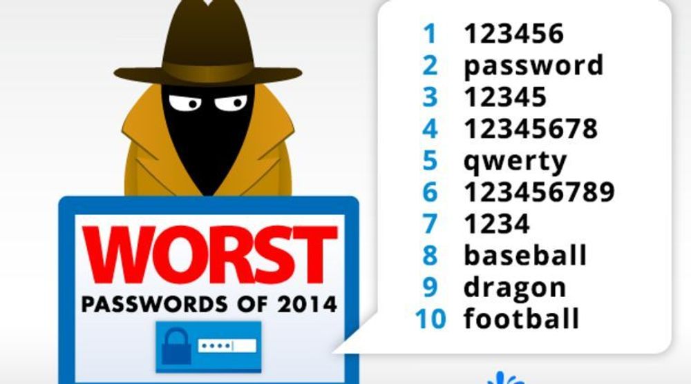 De ti mest brukte passordene i 2014 er alle svært enkle å gjette.