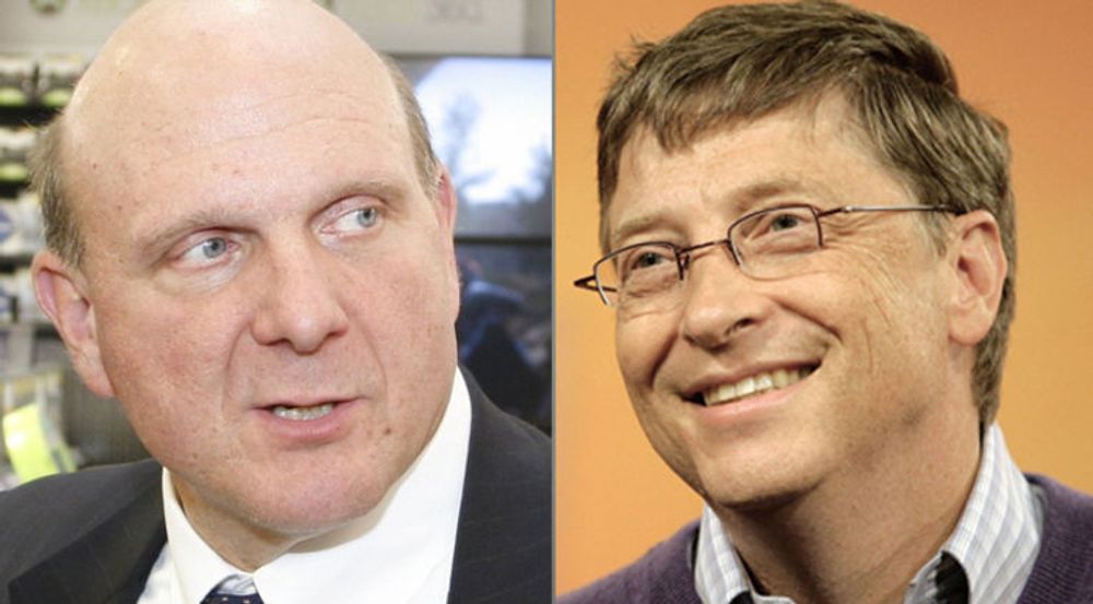 Steve Ballmer (til v.) eier nå mer av Microsoft enn medgründer Bill Gates.