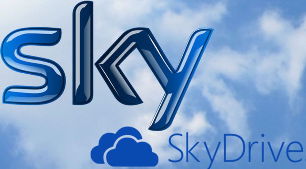 NAVNESTRID: Mange nordmenn vil kjenne igjen Sky fra opprinnelsen som Sky Channel, som på 1980-tallet ble en av de første utenlandske kanalene på kabel-tv. Selskapet som nå er deleid av News Corp eier logoen til venstre i denne montasjen. SkyDrive er Microsofts skytjeneste for synkronisering av innhold på tvers av Windows-enheter.