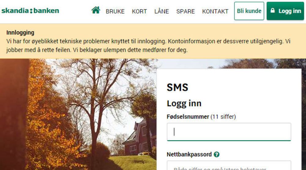 Skandiabankens kunder har det meste av dagen blitt møtt med en feilmelding. 