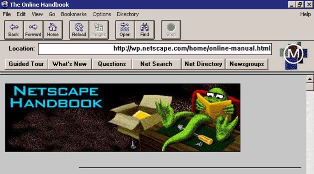 Slik så Netscape 0.9 ut. På bildet kjøres nettleseren dog i det langt nyere operativsystemet Windows XP.