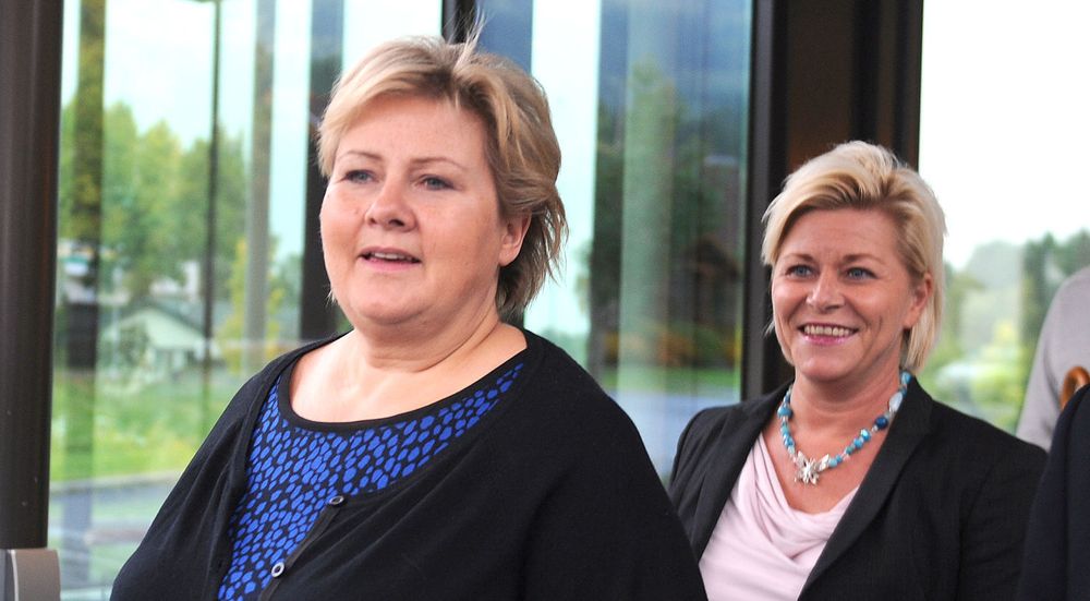 Regjeringen, her ved statsminister Erna Solberg og finansminister Siv Jensen, legger i dag fram statsbudsjettet for 2015.