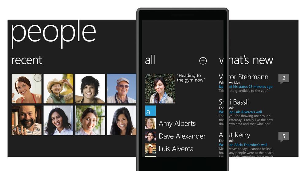 People Hub utgjør en del av Microsofts Put People First-visjon for Windows Phone. 