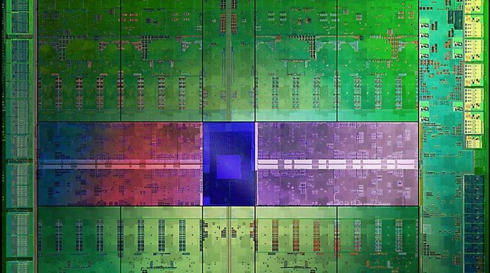 Utsnitt av et forstørret fotografi av Kepler GK110-prosessoren som brukes i Nvidias Tesle-produkter. Brikken består av 7,1 milliarder transistorer. Teknologien kan nå lisensieres av andre for bruk i helt nye produkter.