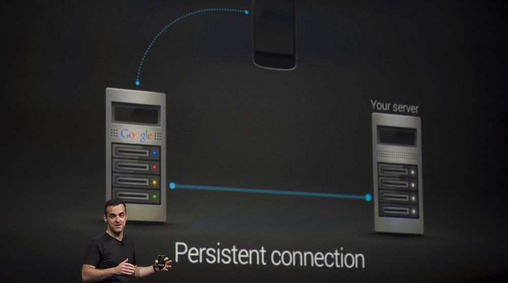 Hugo Barra fortalte blant annet om nyhetene i Google Cloud Messaging under hovedtalen ved Google I/O 2013 i San Francisco i går.