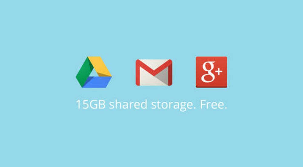 Google slår sammen lagringsplassen til Google Drive, Gmail og Google+ til én felles kvote.