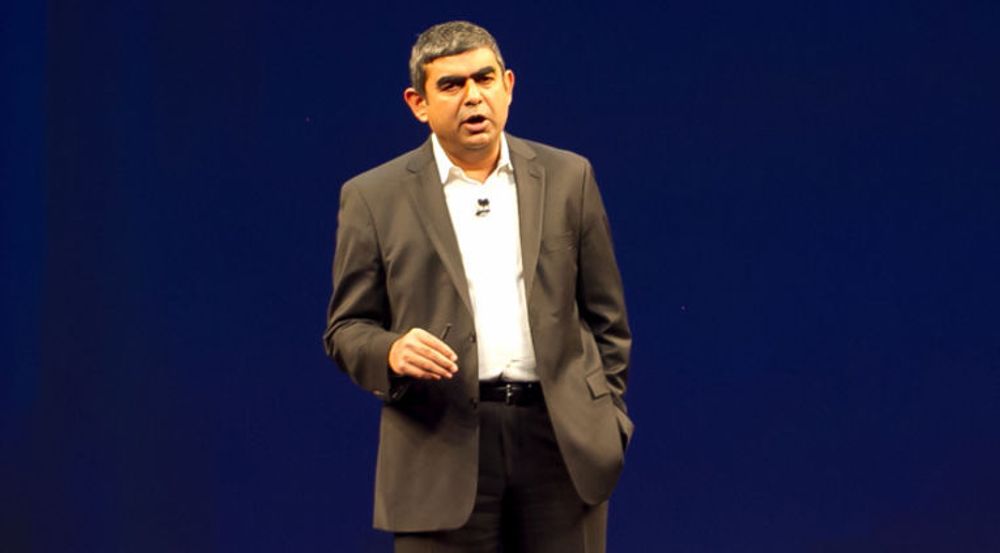 Vishal Sikka sto for lanseringen av SAP HANA Enterprise Cloud i Palo Alto i natt.