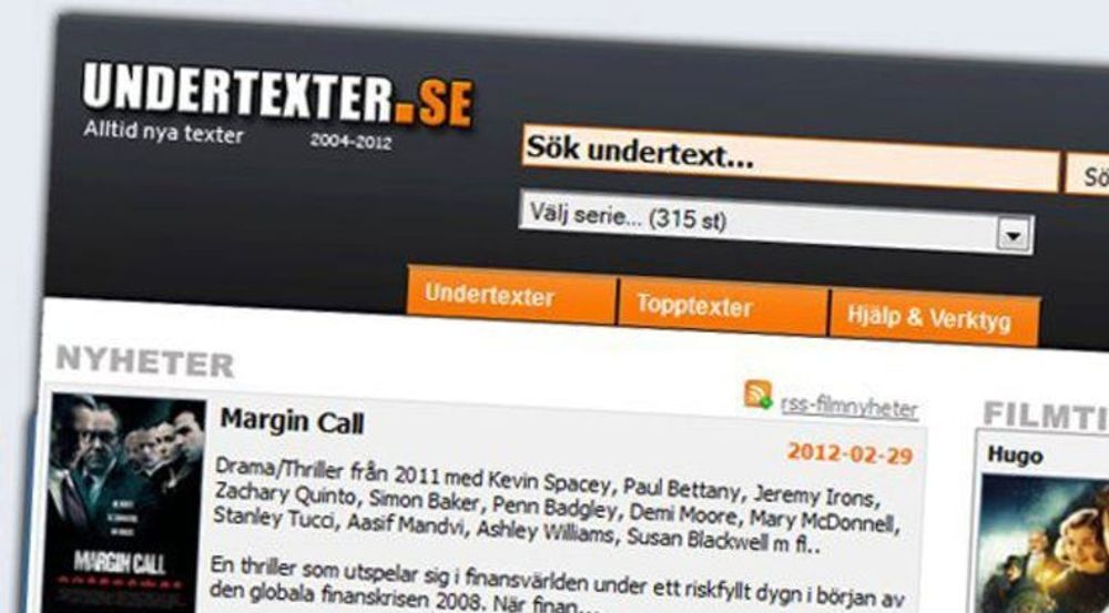 Svensk politiet gikk tirsdag til razzia og stengt dette nettstedet etter mistanke om brudd på opphavsretten.