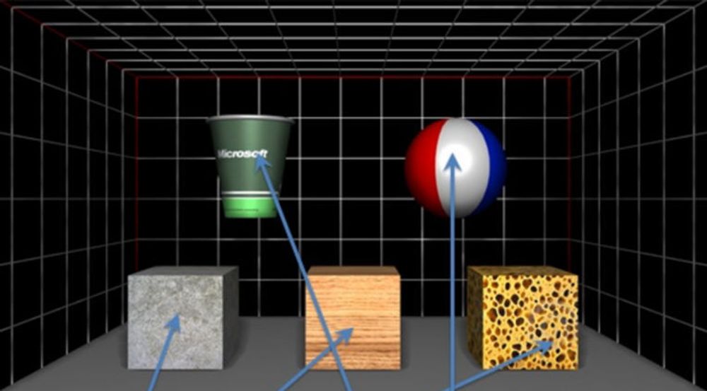 Microsofts 3D-skjerm er utstyrt med haptisk feedback. Du får en tilbakemelding gjennom fingrene når du trykker eller kjenner på objekter fremvist på berøringsskjermen. De ulike objektene skal gi deg følelsen av forskjellige teksturer og friksjon.