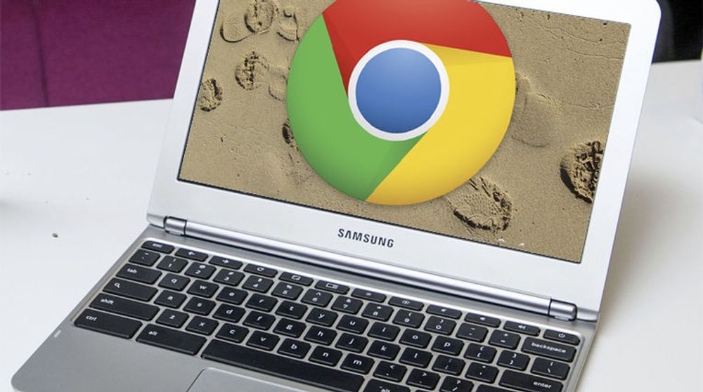 Denne PC-en, Samsungs 11 tommers Chromebook, vil bli utrustningen for 4.000 svenske videregående-elever fra høsten av. 