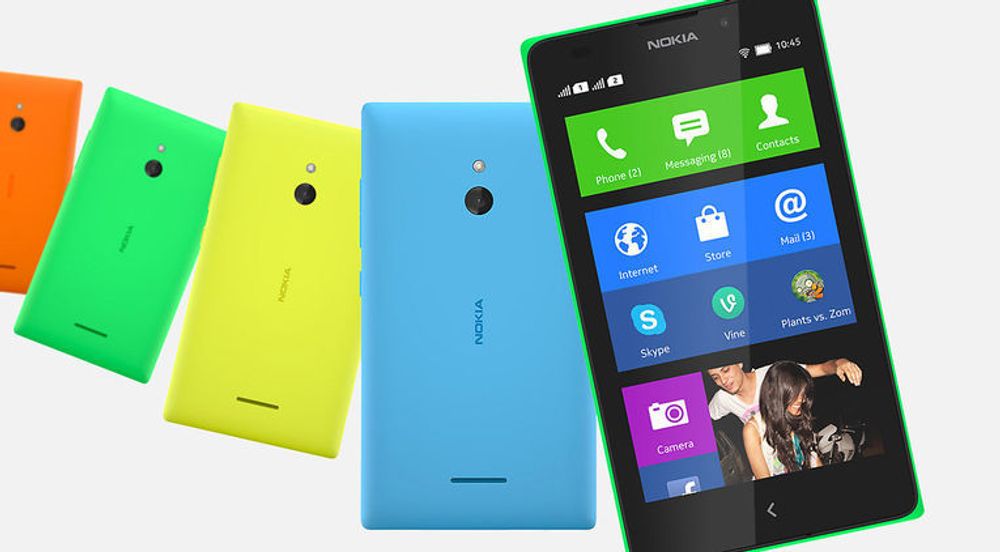 Nokia X-familie, her representert ved toppmodellen XL, deler i stor grad den samme designen som Nokias Lumia-telefoner.