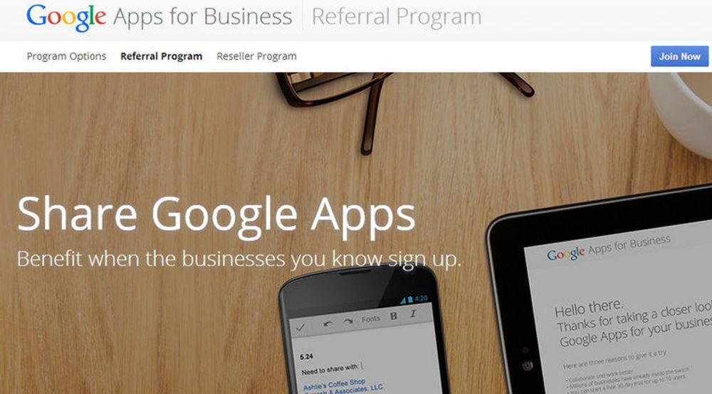 Google lover nå belønning til Google Apps-brukere som skaffer selskapet flere Google Apps-kunder.