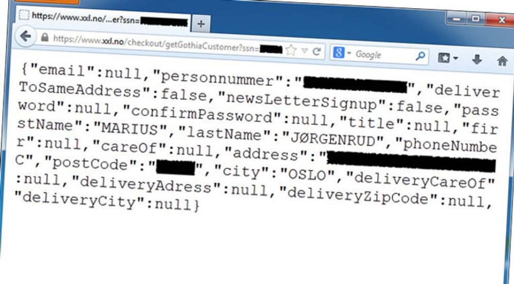 Inntil mandag var det mulig å verifisere fødselsnummer og hente ut tilhørende persondata fra XXL.no. Hullet skal nå være stengt.
