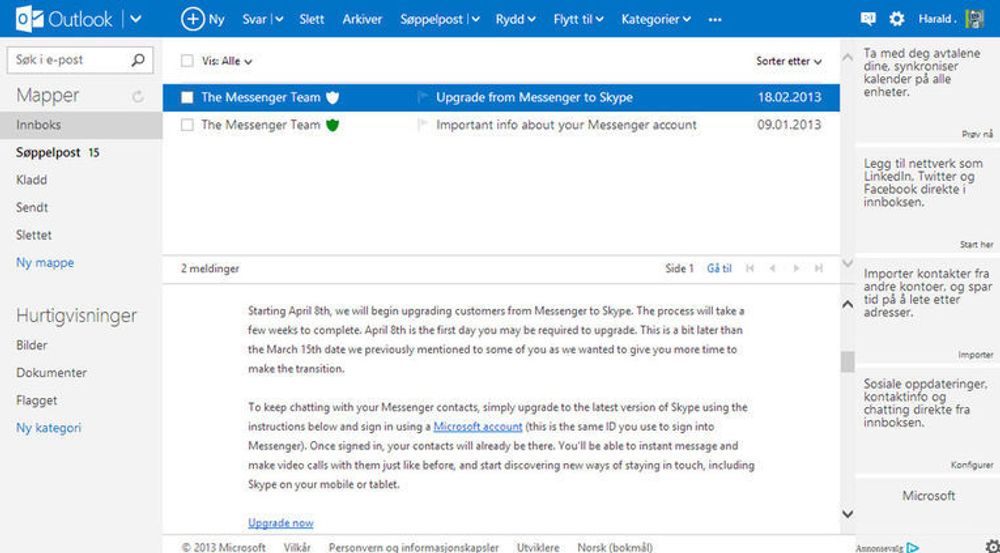 Microsofts webbaserte e-posttjeneste har endelig fått støtte for IMAP-protokollen, noe mange brukere har etterlyst siden tjenesten så dagens lys i august 2012.