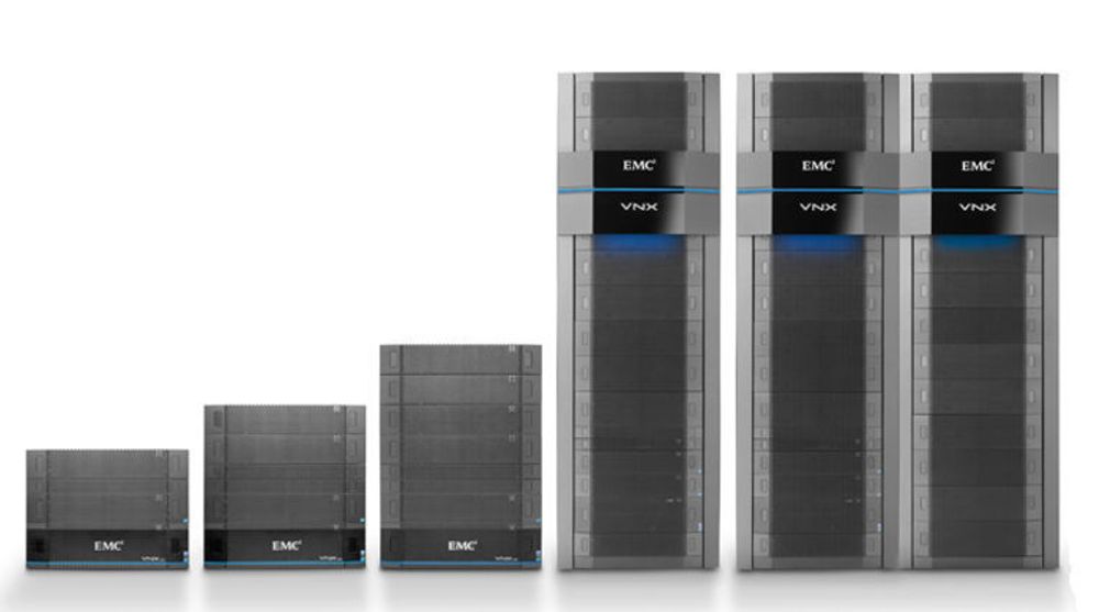 EMCs nye VNX kommer i flere størrelser. Den største er ikke avbildet: Den er like stor som de to nest største til sammen. Alle unntatt den minste er umiddelbart tilgjengelig.