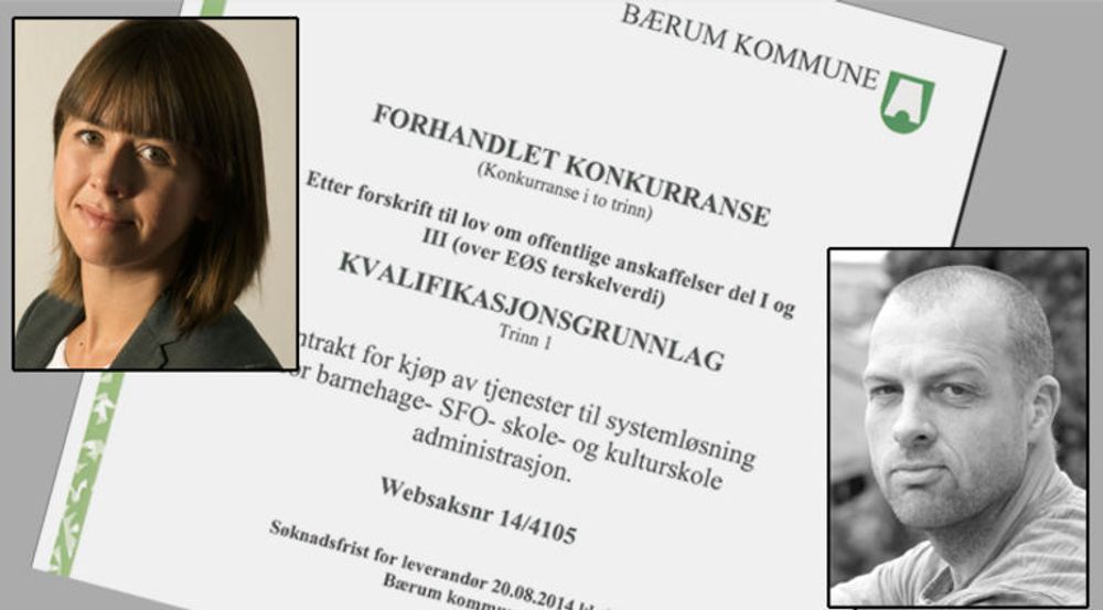IKT-Norges Heidi Arnesen Austlid og Christer Gundersen fra Friprogsenteret har vidt forskjellige oppfatninger av innkjøpet av et større IT-system som Bærum og Fredrikstad har lagt ut på anbud.