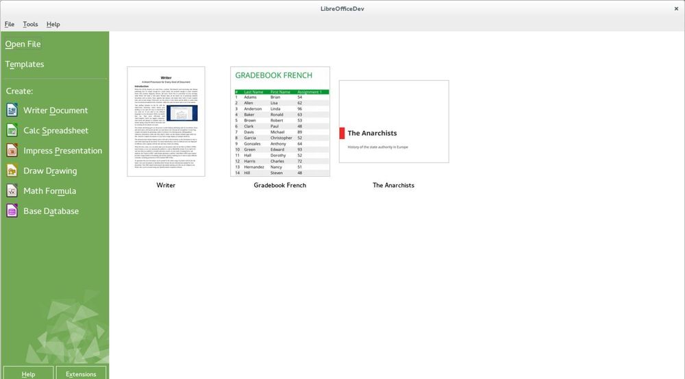 LibreOffice 4.2 inkluderer blant annet en helt ny startskjerm.