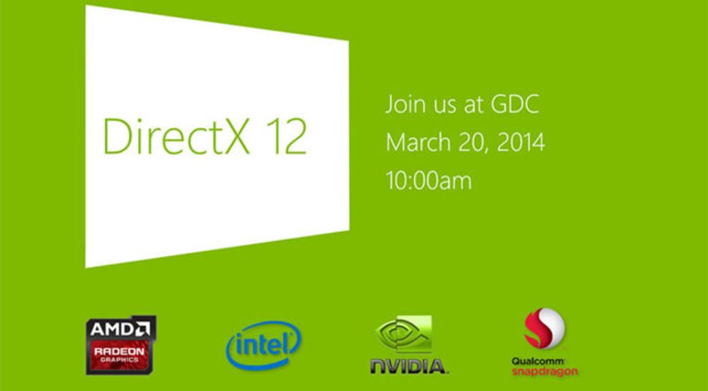 DirectX 12 blir avduket på en større spillkonferanse i San Francisco om to uker. Teaseren fra Microsoft indikerer bred bransjestøtte fra AMD, Intel, Nvidia og Qualcomm.