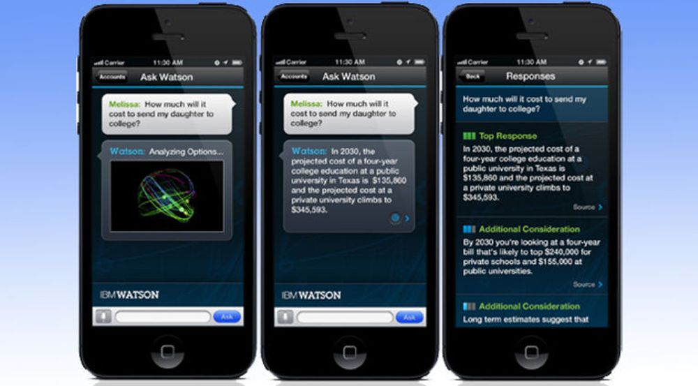 Fra et tidlig forsøk med Watson som mobil app, med spørsmål, svar og forslag til hvordan gå videre med temaet.