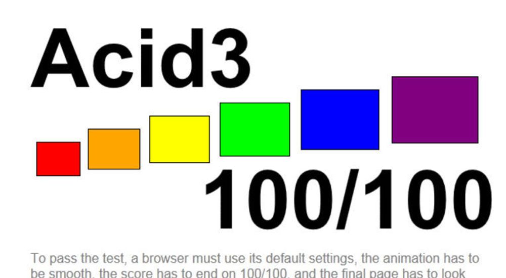 Også Internet Explorer greide etter hvert Acid3-testen til WaSP (med IE9), en stund etter at selskapet hadde kommet fram til at webstandarder faktisk var noe å satse på.