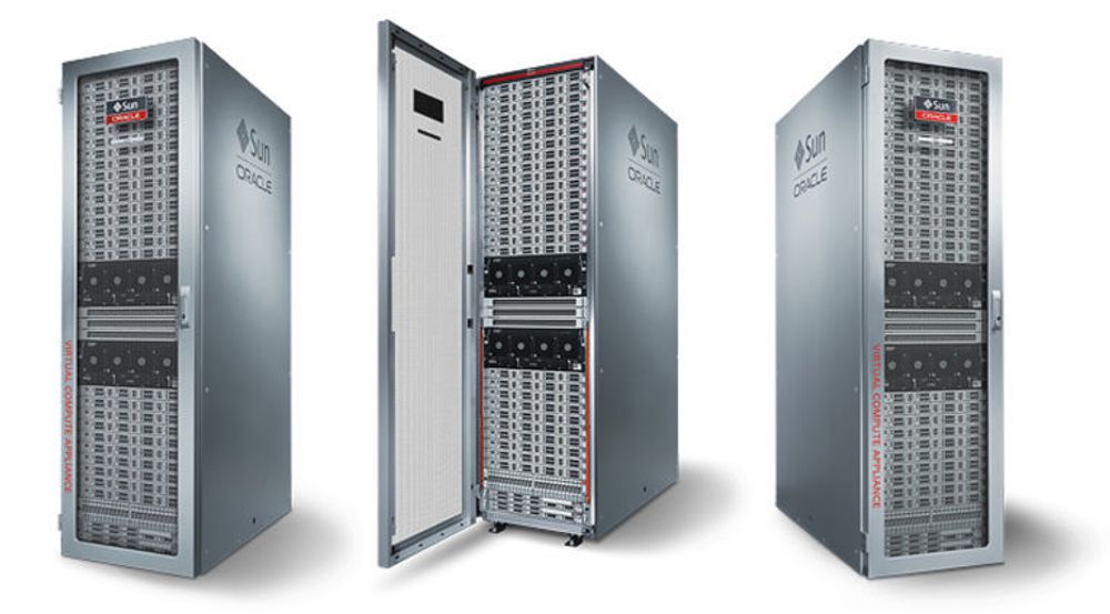 Oracle Virtual Compute Appliance er en rack med virtualiseringsklare servere og lagring, samt et programvaredefinert nettverk.