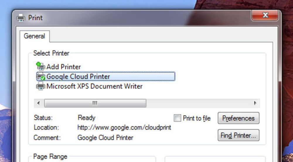 Cloud Print lar seg nå enkelt installere som et vanlig utskriftmål i Windows, slik at tjenesten kan benyttes fra enhver applikasjon.