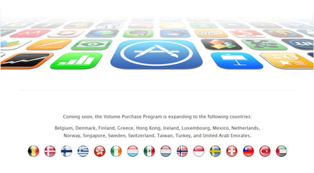 Større virksomheter får snart anledning til å kjøpe inn apper til alle ansatte samtidig. Apple varsler at de nå vil utvide volumsalget også til Norge og flere andre land.