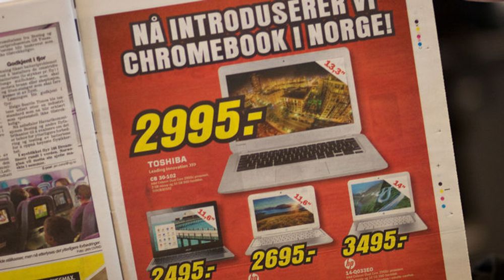 En elektronikkjede har kjøpt helsides annonse i dagens VG for å kunngjøre lanseringen av Chromebook i Norge.