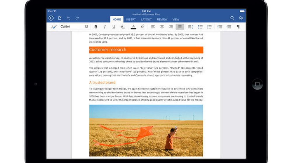 Microsoft Office for iPad skal være lett å kjenne seg igjen i, både for iPad-brukere og eksisterende Office-brukere.
