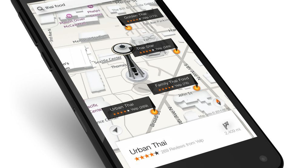 3D-grensesnittet til Fire Phone kan for eksempel brukes i kart-applikasjonen.