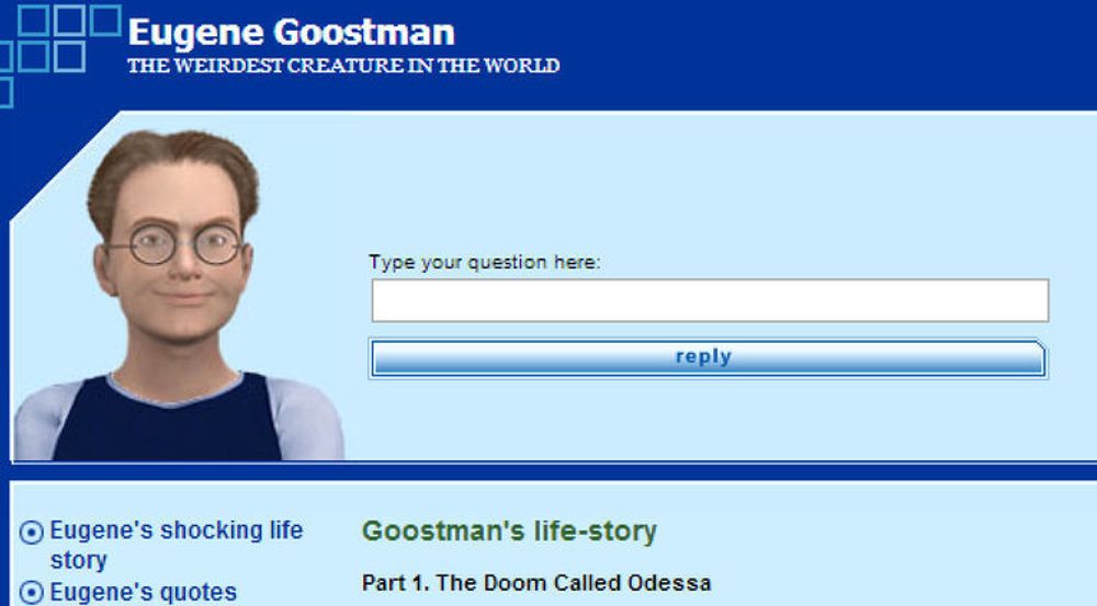 Eugene Goostman, slik den virtuelle 13-åringen presenteres på nettet.