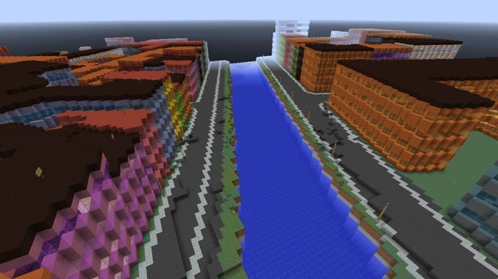 Slik ser Nyhavn i København ut i Minecraft.