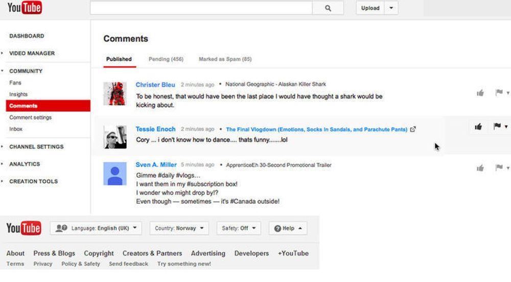 Den nye kommentarsiden til YouTube skal gjøre det enklere for brukerne å administrere egne og andres kommentarer.