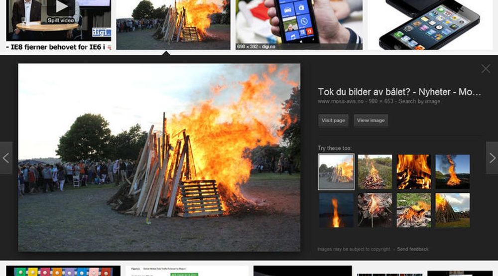 Søk etter bilder tatt av journalisten selv kan gi et slikt resultat i Google Images.