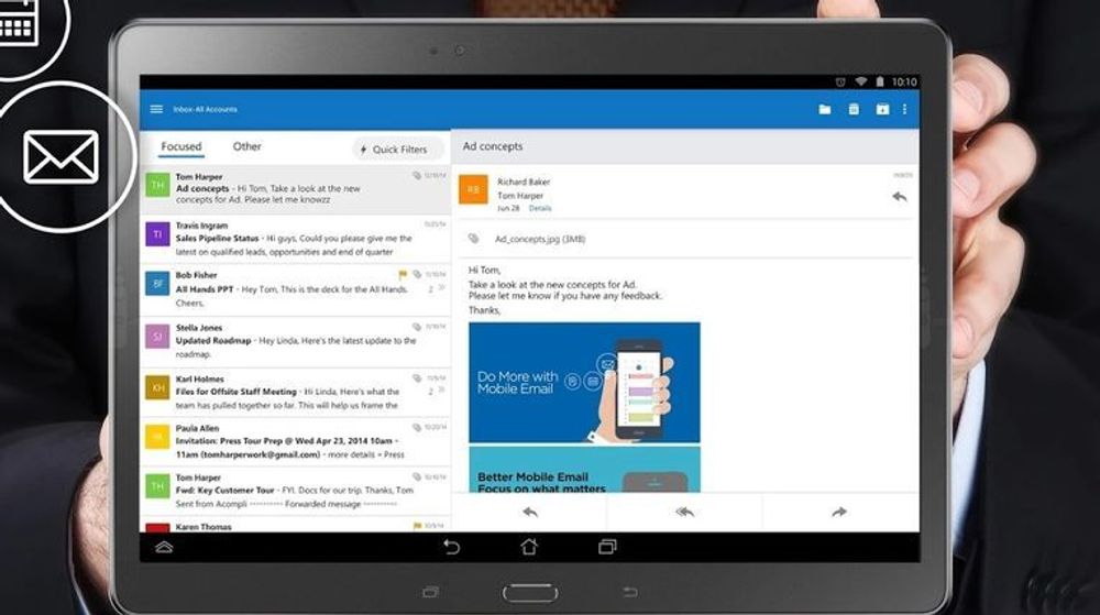 Microsoft Outlook er nå tilgjengelig for både Android og iOS. Dessuten har selskapet lansert Office-applikasjonene Word, Excel og PowerPoint for Android, men kun til enheter med 7-tommers skjerm eller større.