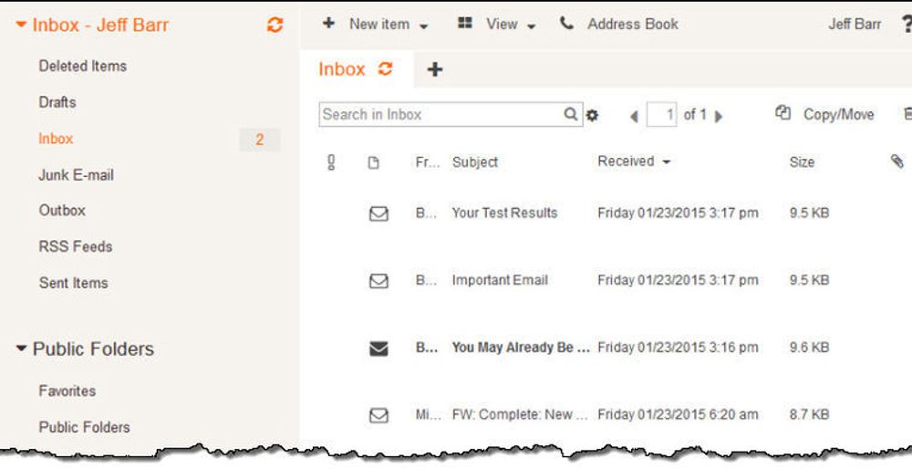 Amazon Workmail kommer med en webgrensesnitt, men kan også brukes i trasjonelle e-postkklienter som Outlook.