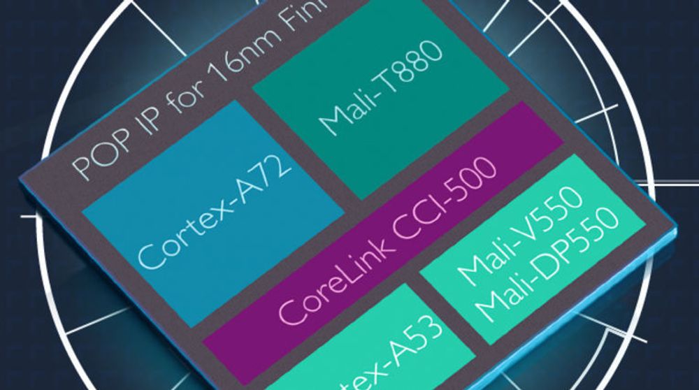 Illustrasjonen viser ARMs nye Cortex-A72-prosessor, sammen med andre og nye produkter som tilsammen vil kunne utgjøre store deler av en systembrikke for avanserte, mobile enheter anno 2016.