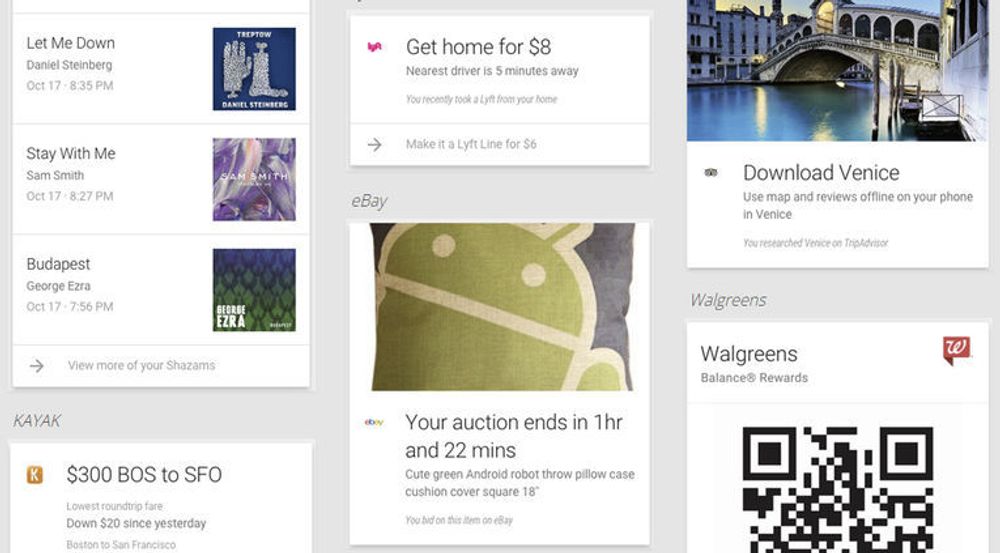 En rekke apper kan nå levere informasjon som vises som et kort i Google Now. Foreløpig er det bare Android som støttes.