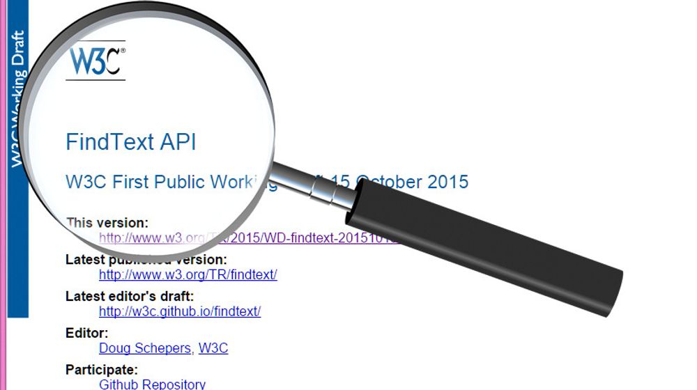 Den foreslåtte FindText API-spesifikasjonen skal åpne for smartere søk på websider og i webapplikasjoner.