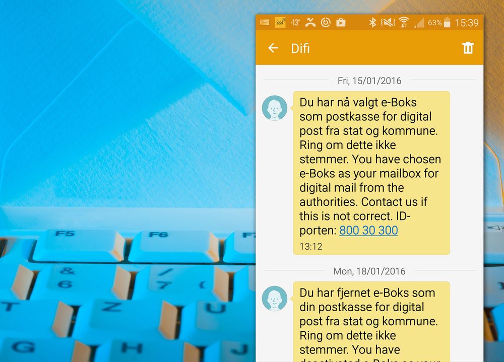Denne tekstmeldingen røper at du skal ha valgt e-Boks. Difi blir nå nedringt av folk som ber om en forklaring.