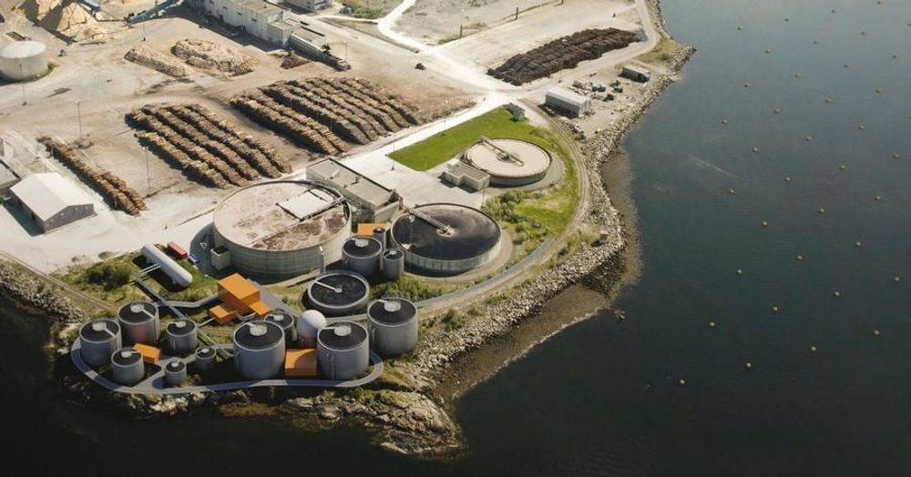 Slik blir det kommende biokraftanlegget som skal ligge vegg-i-vegg med Norske Skog Skogn på Fiborgtangen i Trøndelag.