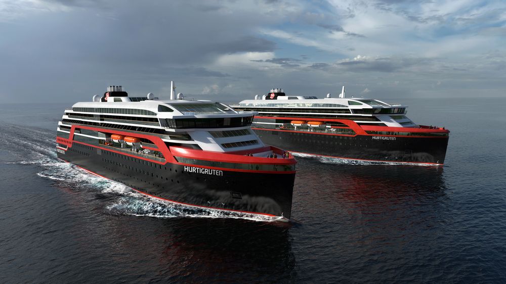 Illustrasjonsbilde av de nye Hurtigrute-skipene.